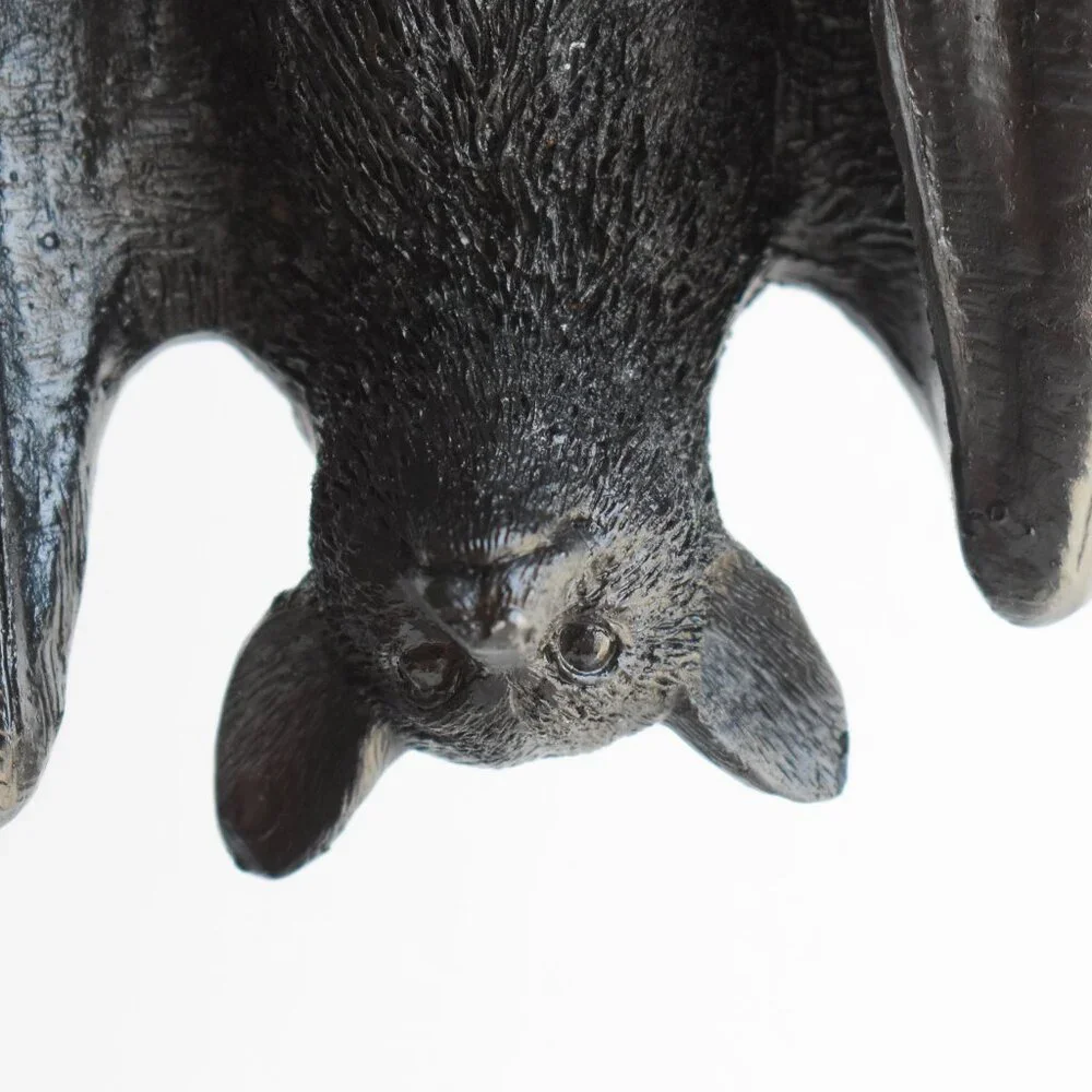 Ashland Resin Black Bat Hanging From Branch Rustic Witchy Gothic Halloween Decor